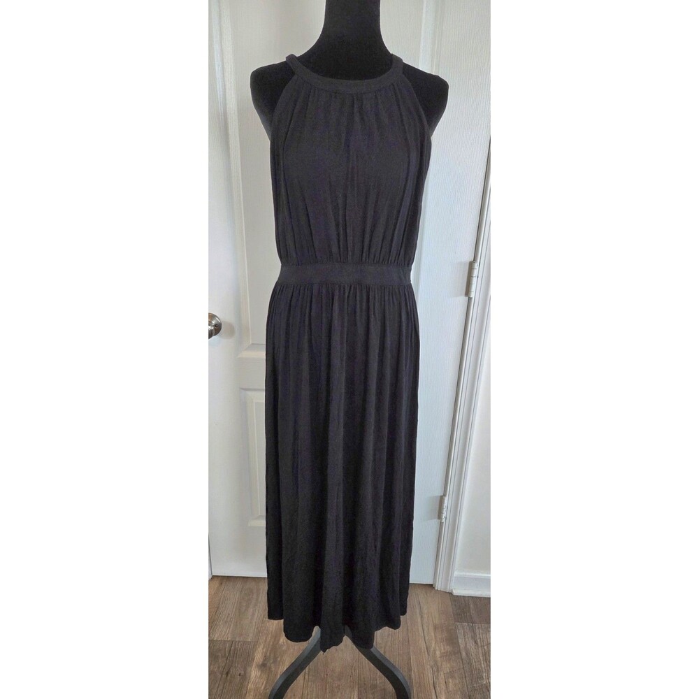Cynthia Rowley Black Halter-Neck Maxi Dress Soft stretch Knit Fabric - Size S